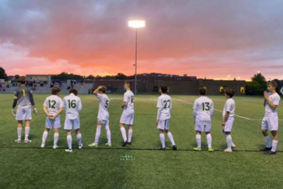 St. Edward Soccer on a picturesque evening post-victory. Photo courtesy of Dakota Jonke '22